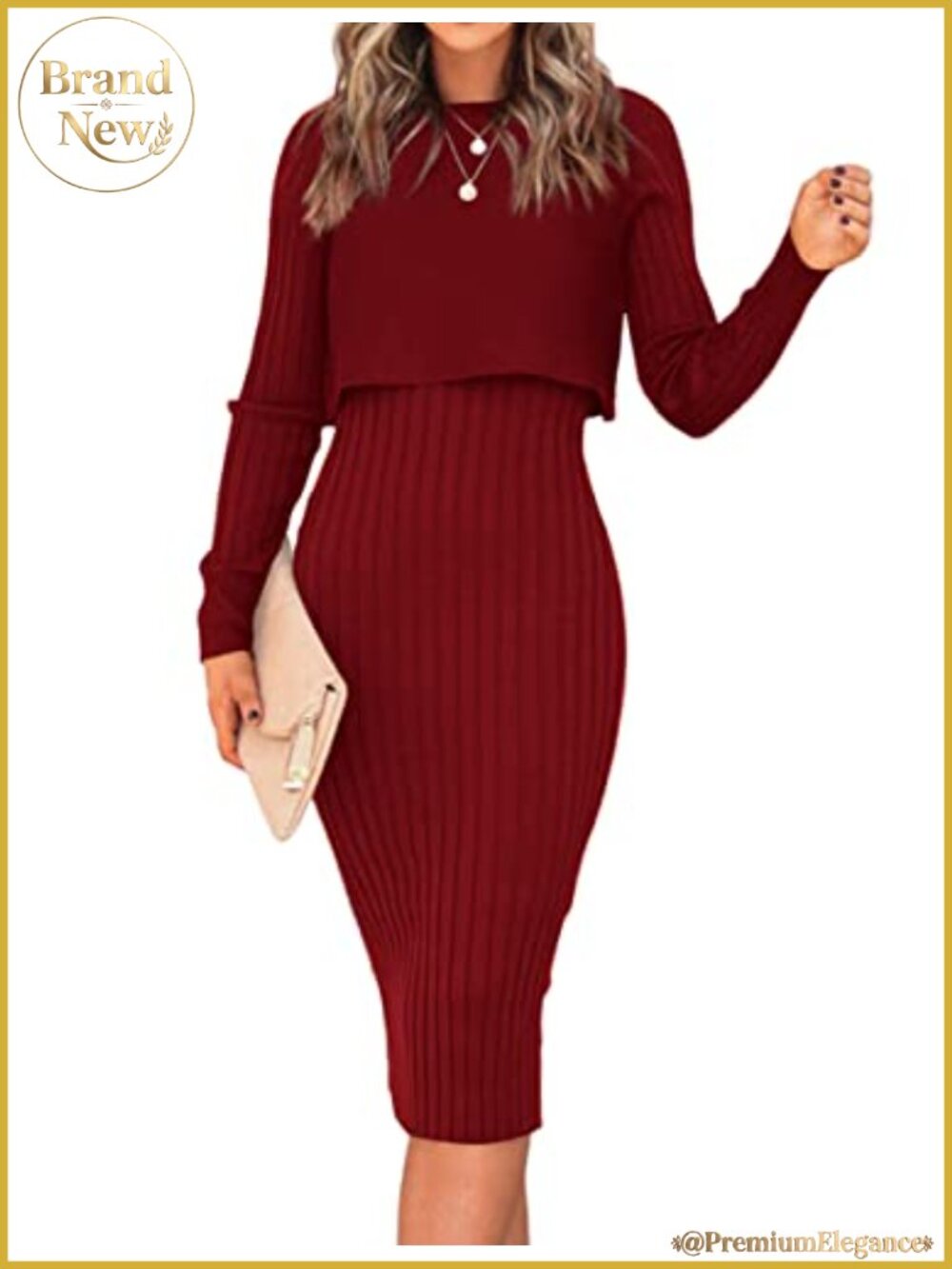 Sweater Dress Set 2 Piece Ribbed Knit Crop Top Bodycon Midi Dress